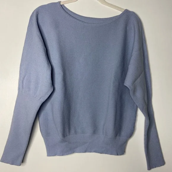 LOUNGEWEAR SET Light Blue Ribbed Off the Shoulder Small - Picture 2 of 4